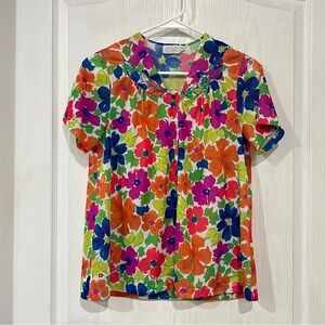 Vintage Retro Vassarette Floral Top